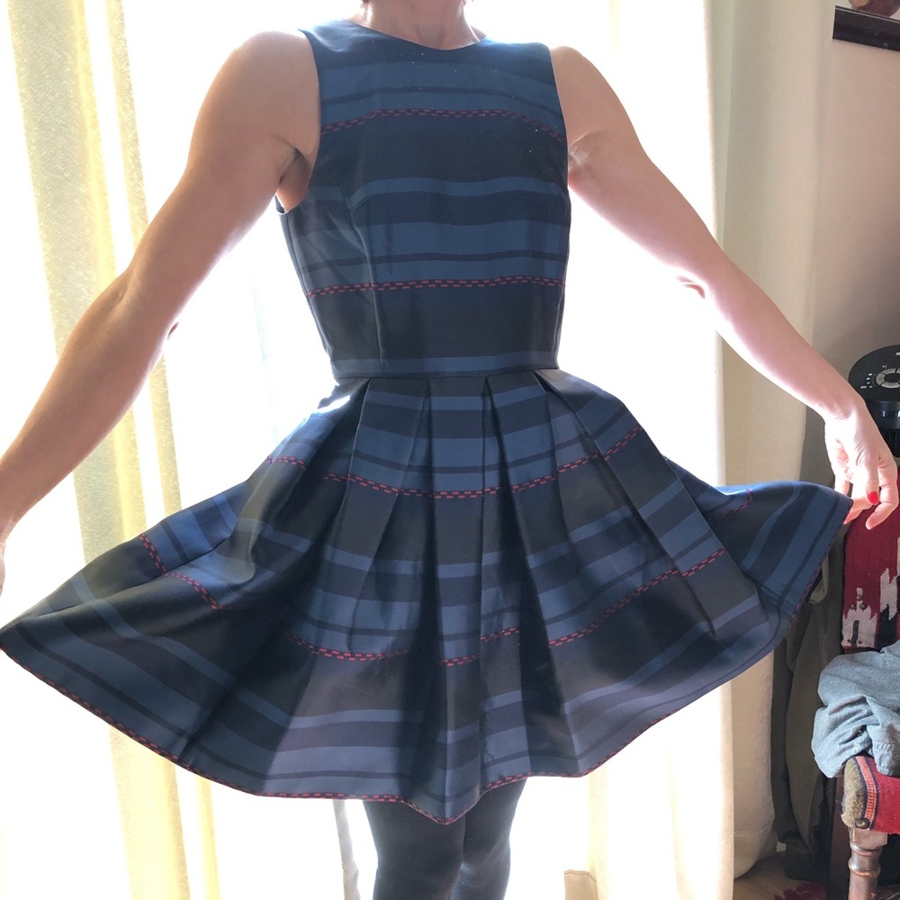 💙HOST PICK💙NWOT shiny holiday dress with stripes